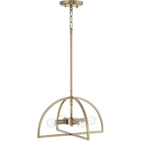 Lawson 4 Light 15 inch Aged Brass Semi-Flush Mount Ceiling Light, Convertible Dual Mount