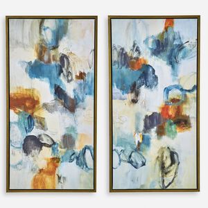 Casual Moments Multicolor Framed Abstract Art, Set of 2