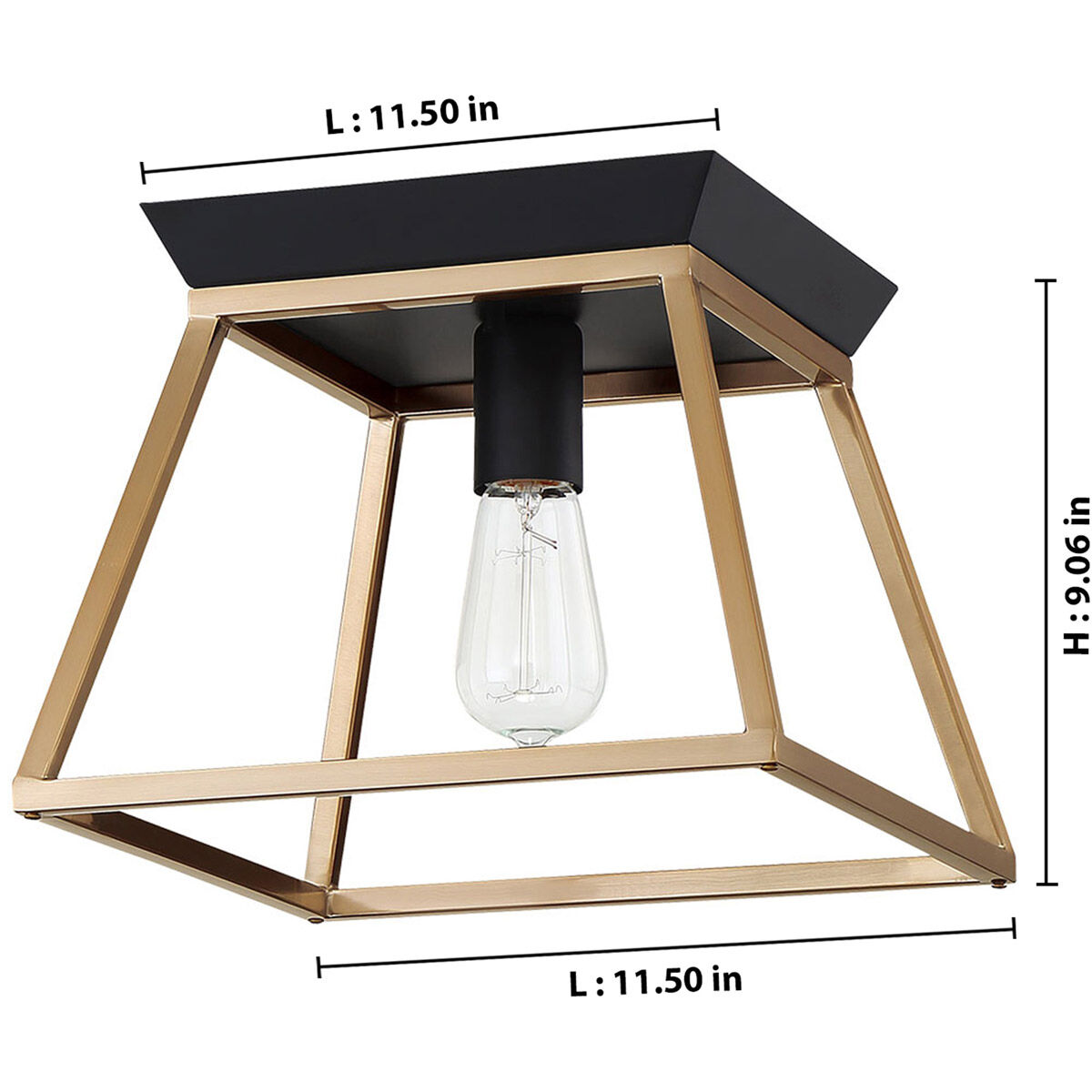 Paulino 1 Light 11.5 inch Brushed Gold and Matte Black Flush Mount Ceiling Light