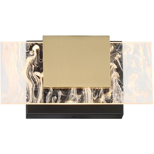 Kasha LED 8.5 inch Black and Brass Bath Vanity Light Wall Light