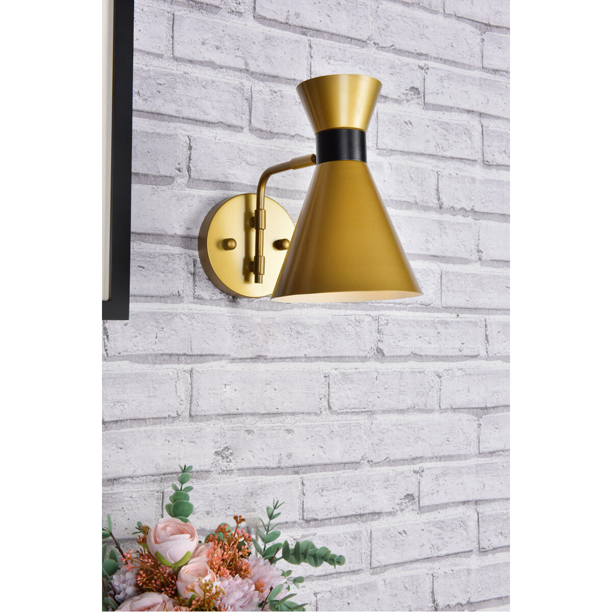 Halycon 1 Light 11 inch Brass and Black Bath Sconce Wall Light