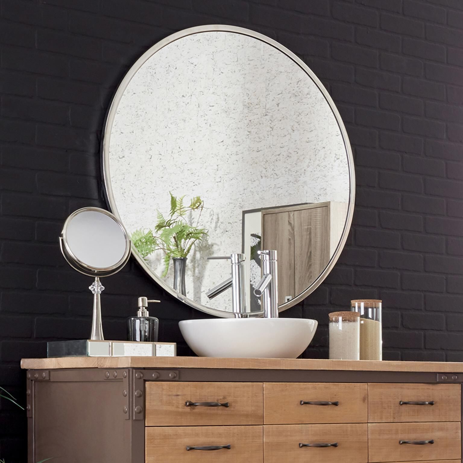 Simone 36 X 36 inch Stainless Steel Wall Mirror