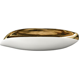 Greer 17.75 X 4 inch Vessel in Matte White and Gold Glazed