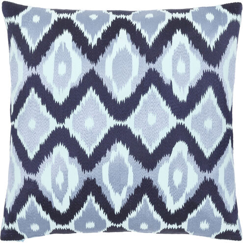 Ikat Luxe 20 inch Pale Blue Pillow Kit in 20 x 20, Square