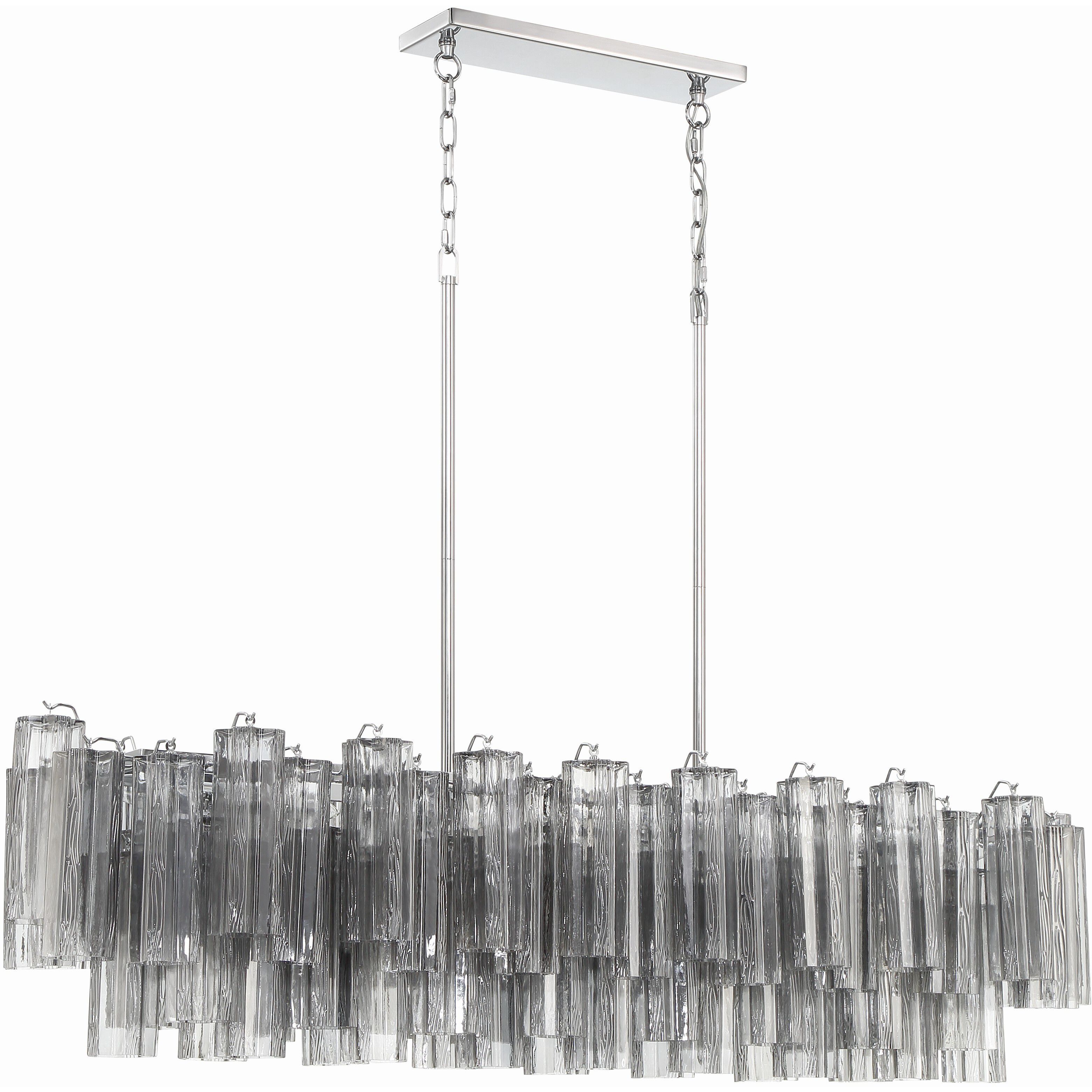 Addis 14 Light 51.75 inch Polished Chrome Linear Chandelier Ceiling Light in Tronchi Glass Smoke