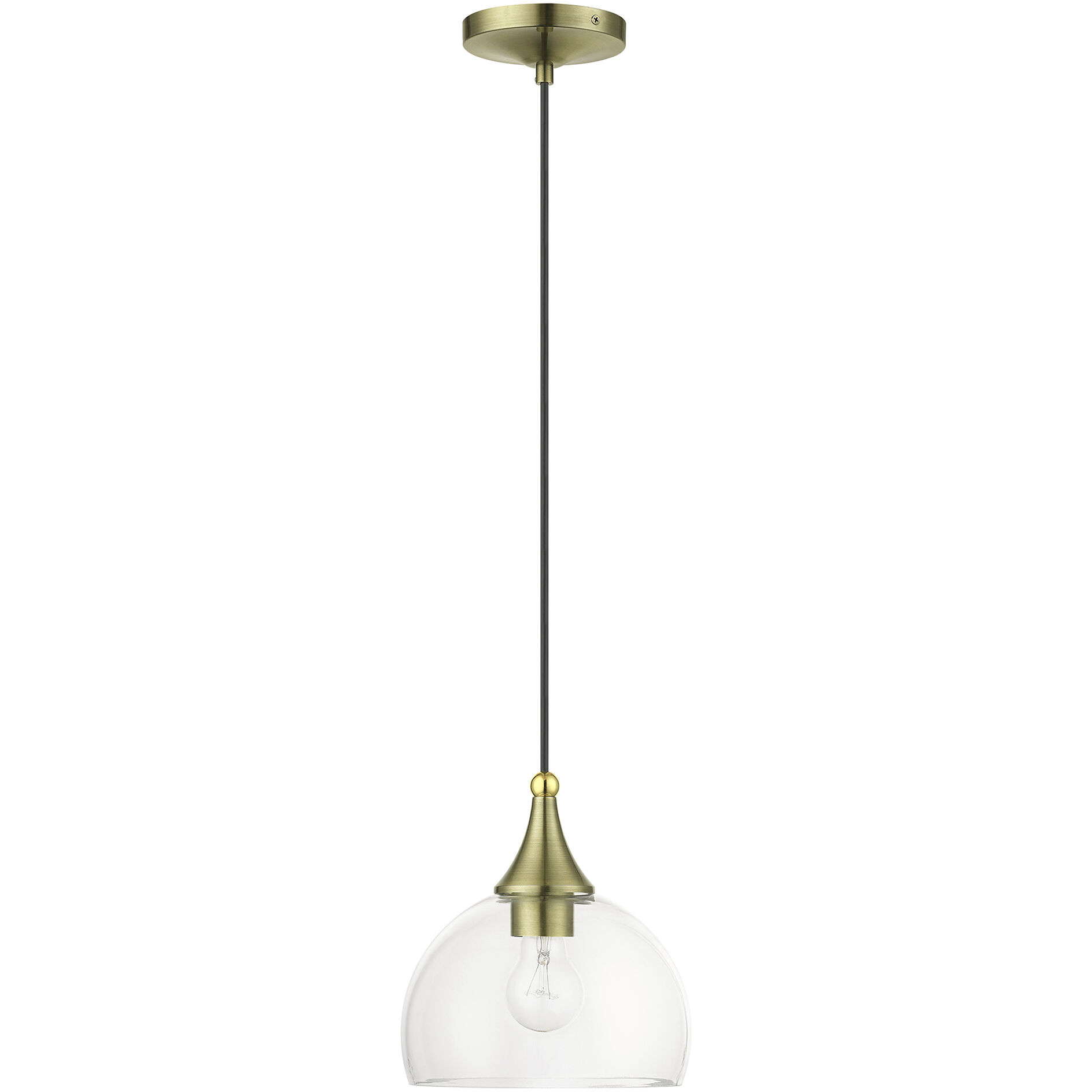 Glendon 1 Light 8.25 inch Antique Brass with Polished Brass Finish Accents Glass Pendant Ceiling Light in Antique Brass with Polished Brass Accents