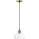 Glendon 1 Light 8.25 inch Antique Brass with Polished Brass Finish Accents Glass Pendant Ceiling Light in Antique Brass with Polished Brass Accents