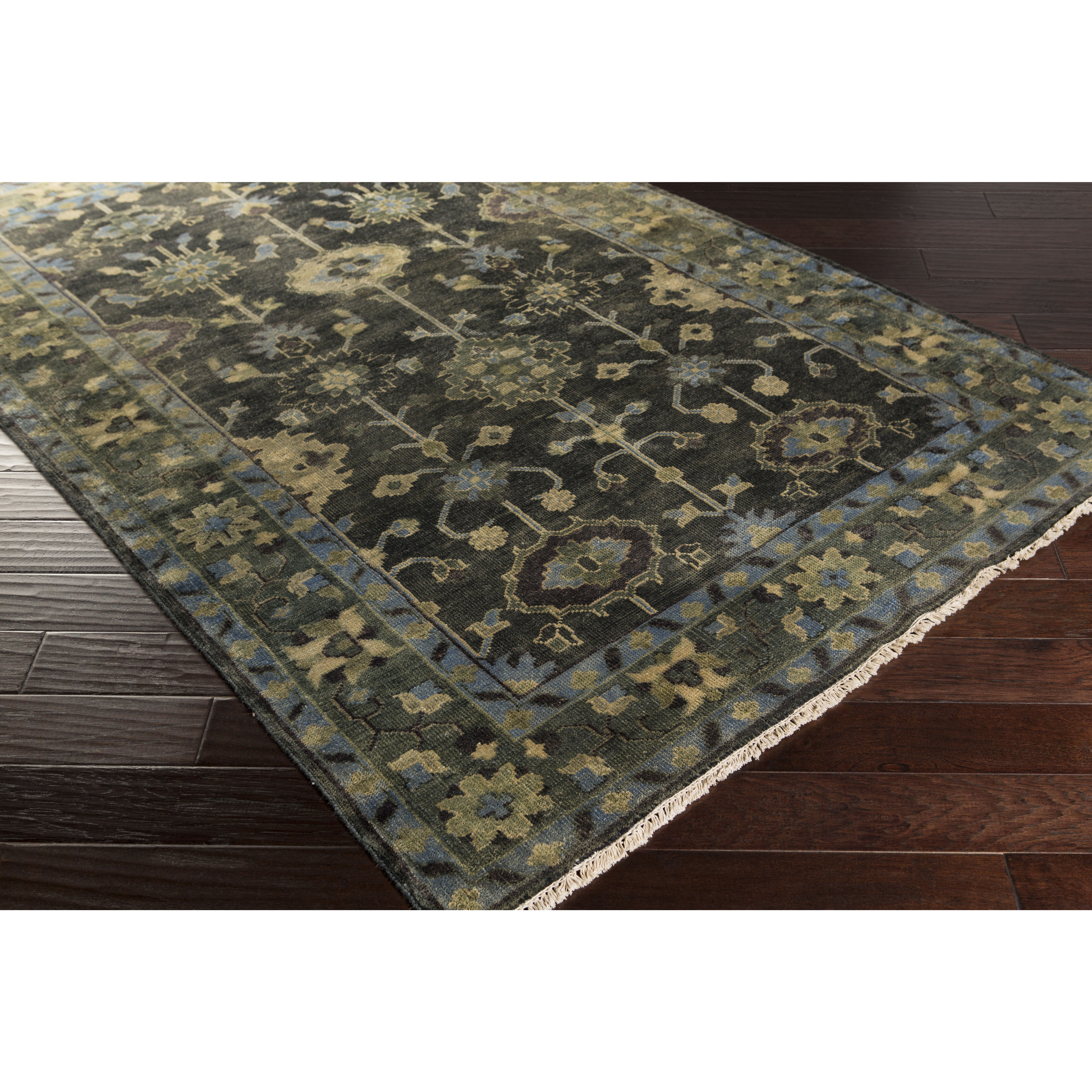 Antique 132 X 96 inch Medium Green Rug in 8 x 11, Rectangle