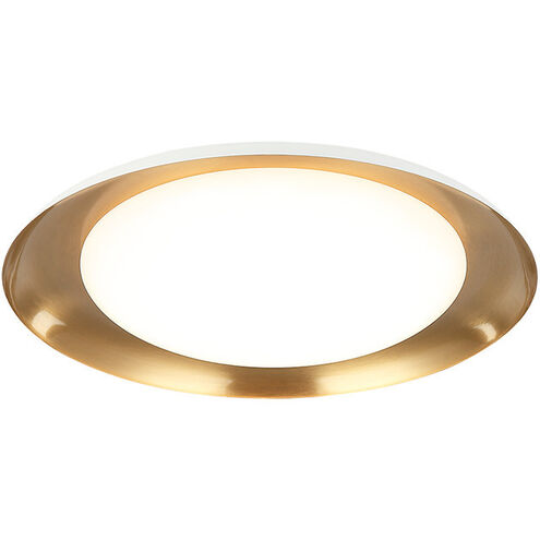 Lalonde LED 18 inch White Flush Mount Ceiling Light in White and Aged Gold Brass