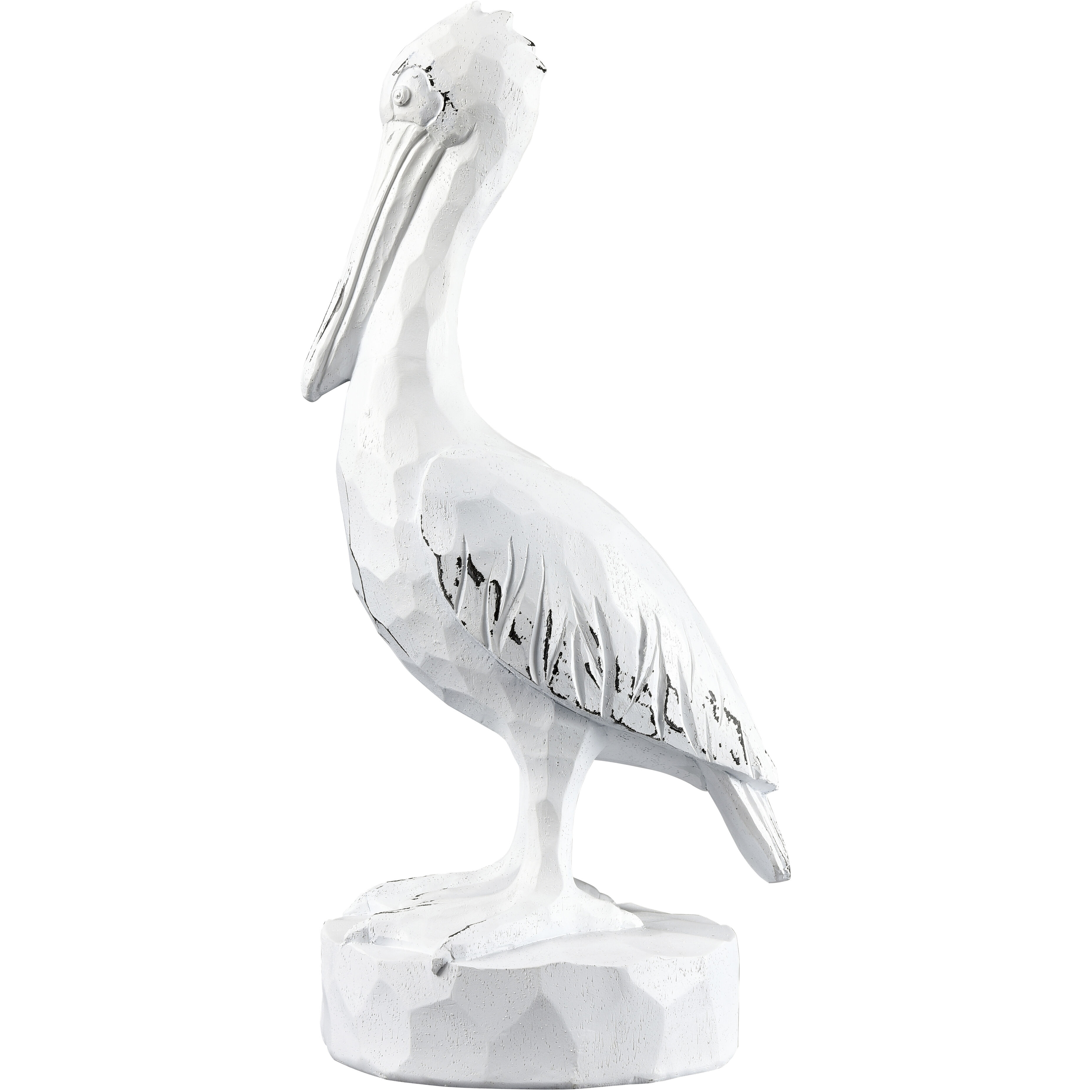 Carved Pelican Weathered White Object