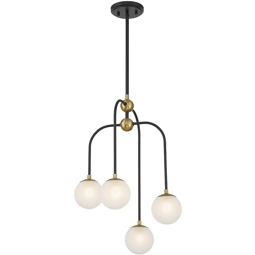 Couplet 4 Light 16 inch Black with Warm Brass Accents Chandelier Ceiling Light