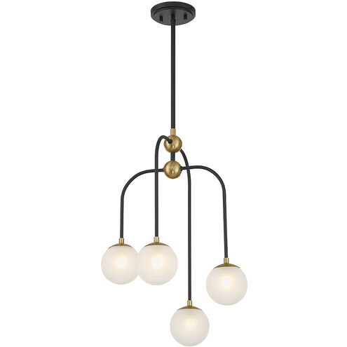 Couplet 4 Light 16 inch Black with Warm Brass Accents Chandelier Ceiling Light