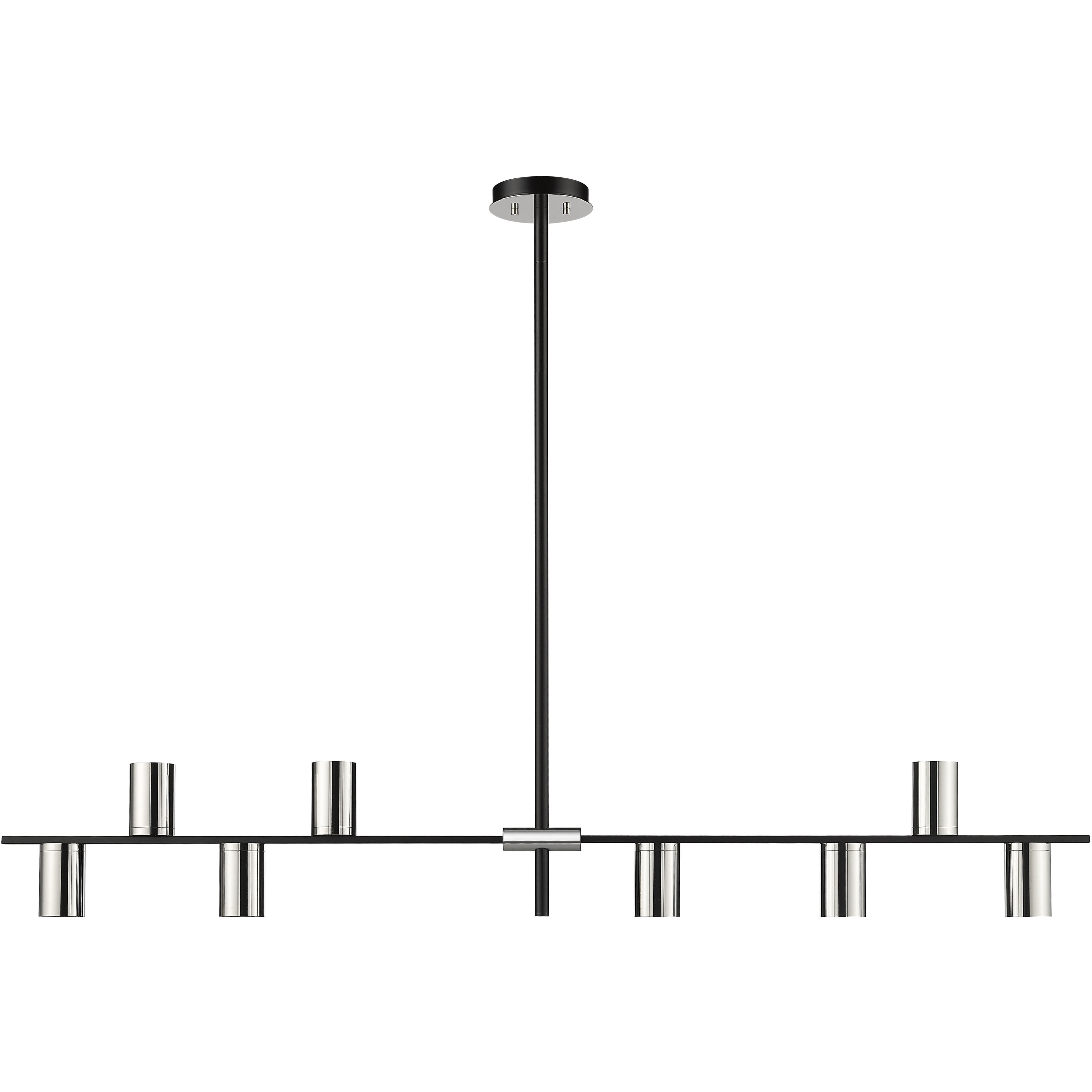 Calumet 8 Light 56 inch Matte Black and Polished Nickel Linear Chandelier Ceiling Light