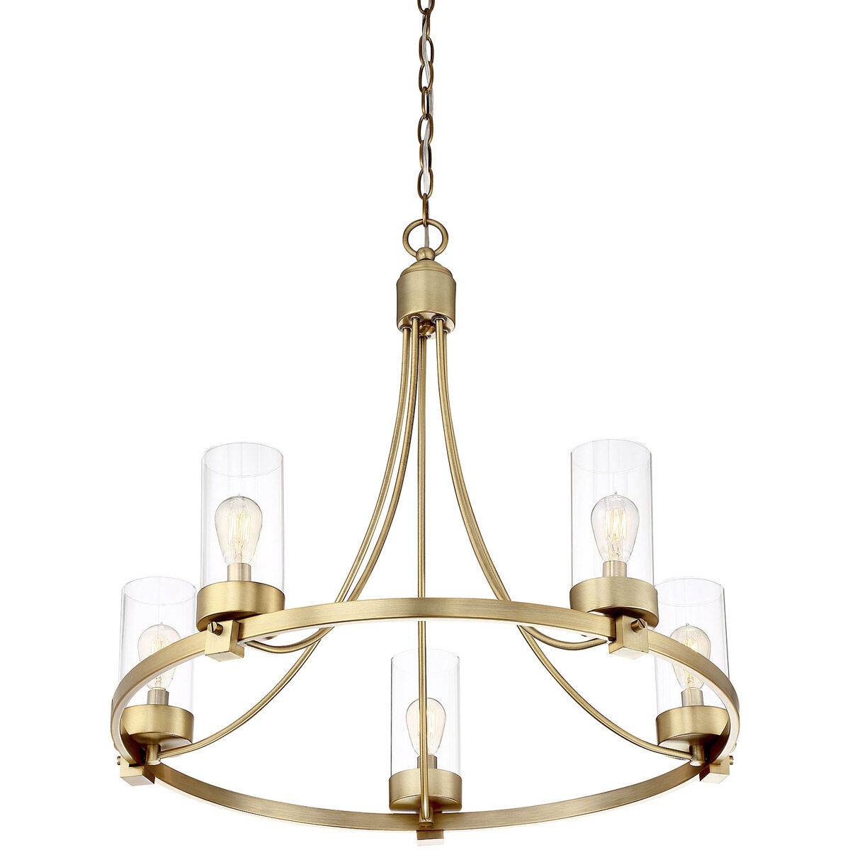 Modern 5 Light 26 inch Natural Brass Chandelier Ceiling Light