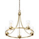 Modern 5 Light 26 inch Natural Brass Chandelier Ceiling Light