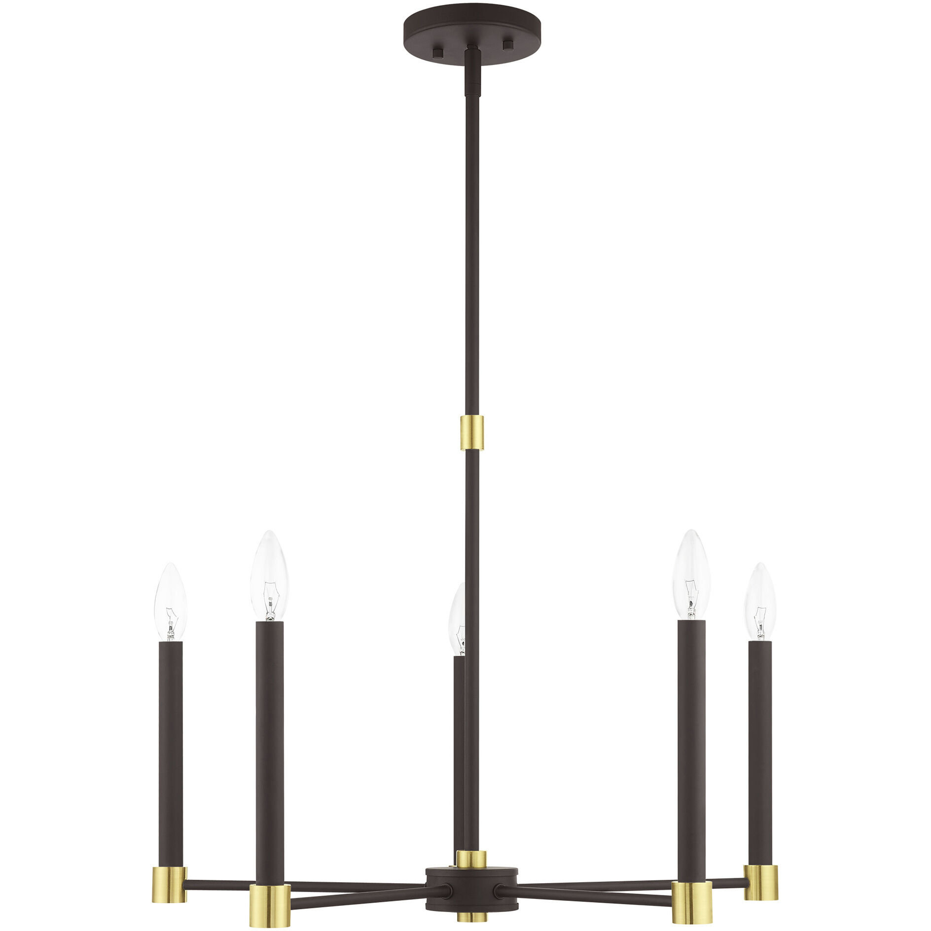 Karlstad 5 Light 24 inch Bronze with Satin Brass Accents Chandelier Ceiling Light