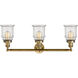 Franklin Restoration Canton LED 30 inch Brushed Brass Bath Vanity Light Wall Light in Seedy Glass, Franklin Restoration