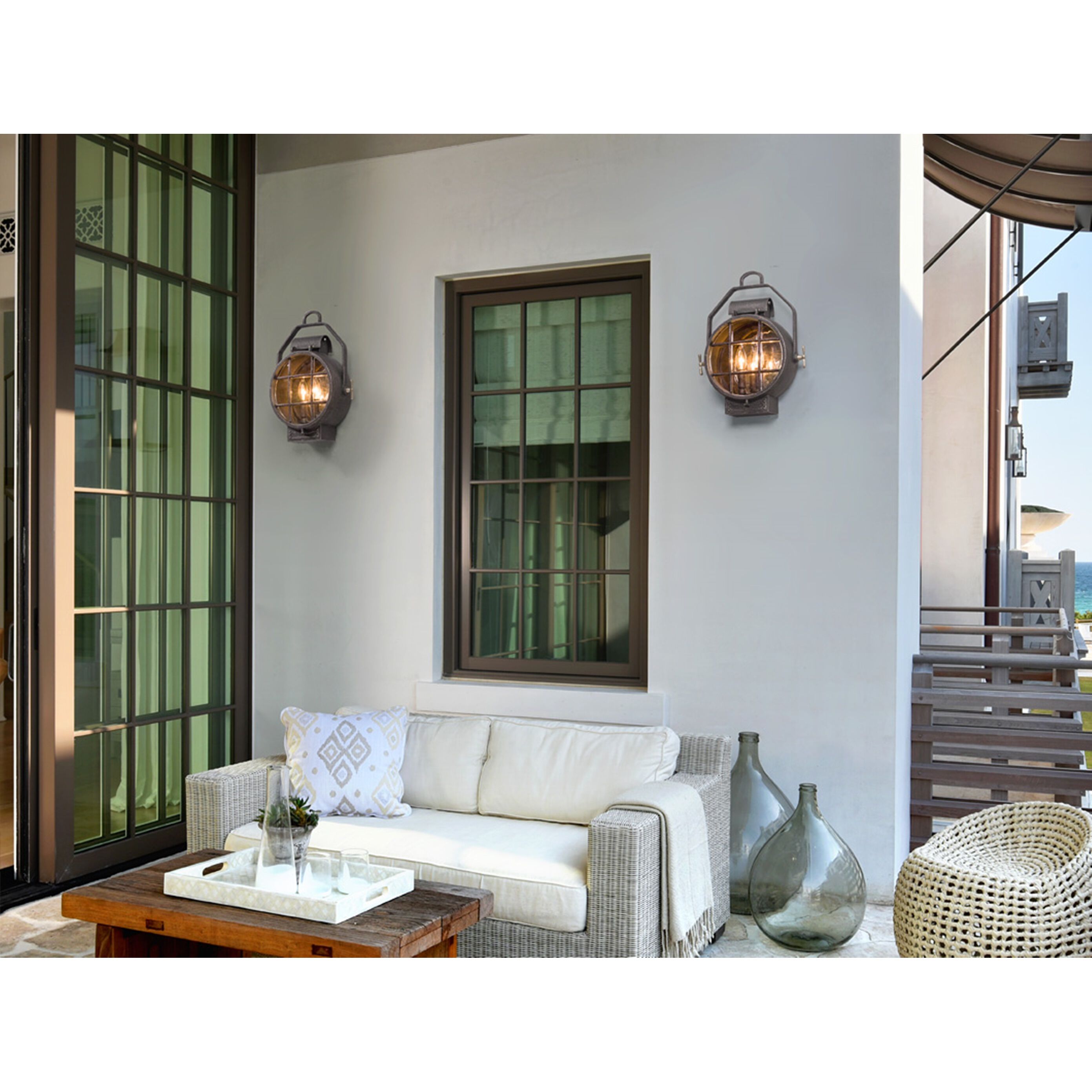 Point Lookout 2 Light 19.25 inch Aged Silver Outdoor Wall Sconce