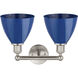 Plymouth Dome 2 Light 16.5 inch Brushed Satin Nickel Bath Vanity Light Wall Light in Blue