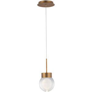 Double Bubble LED 5 inch Aged Brass Pendant Ceiling Light in true