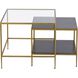 Carrick 26 X 24 inch Dark Brown with Brass and Clear Nesting Table, Set of 2