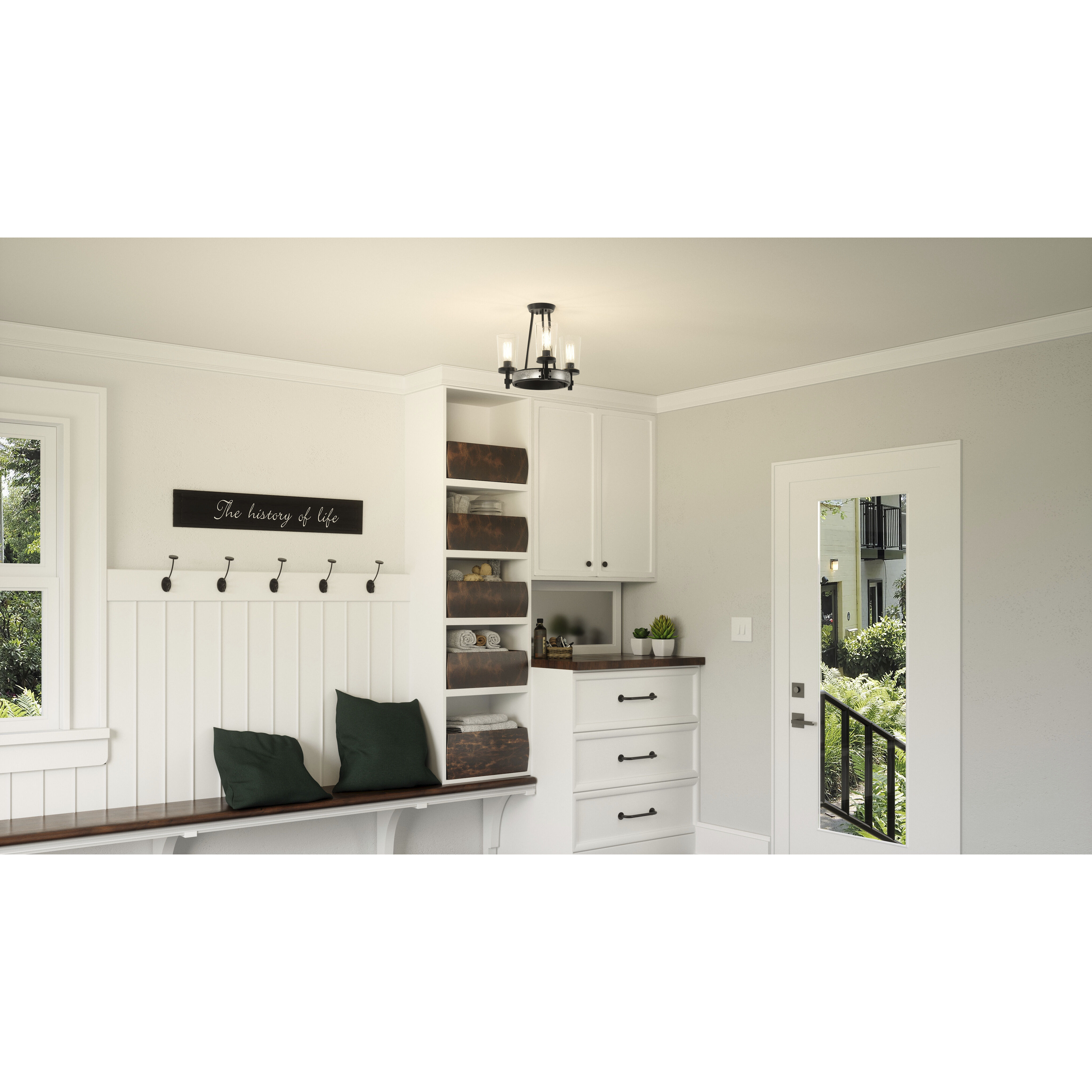 Alpine 3 Light 16 inch Earth Black Semi-Flush Mount Ceiling Light