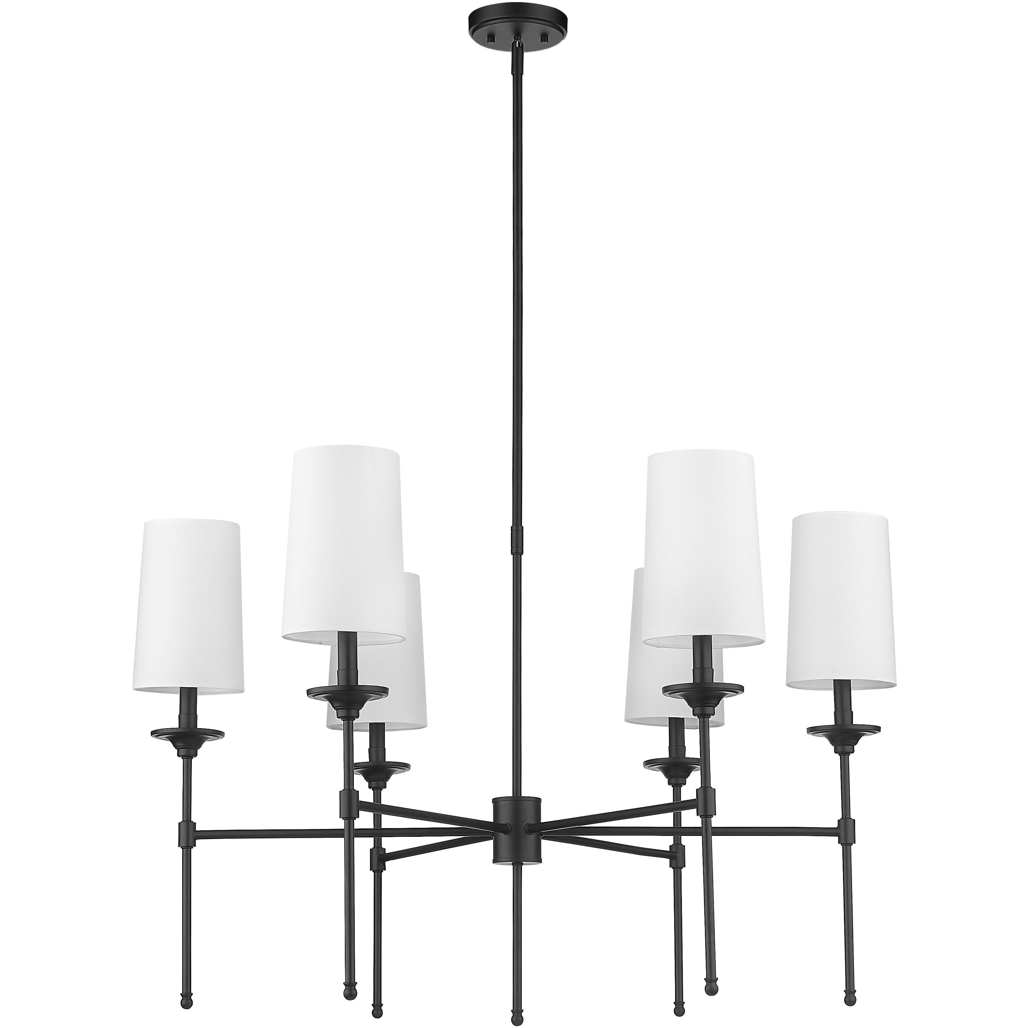 Emily 6 Light 38 inch Matte Black Chandelier Ceiling Light
