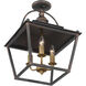 Christoff 3 Light 14 inch Antique Black Iron Semi-Flush Mount Ceiling Light