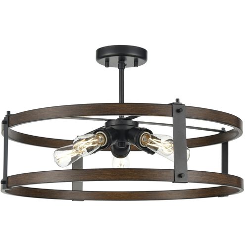 Oakhurst 5 Light Graphite and Ironwood on Metal Dual Mount Ceiling Light