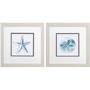 Seahorse Shell / Starfish Sand Dollar Blue and Teal Framed Art