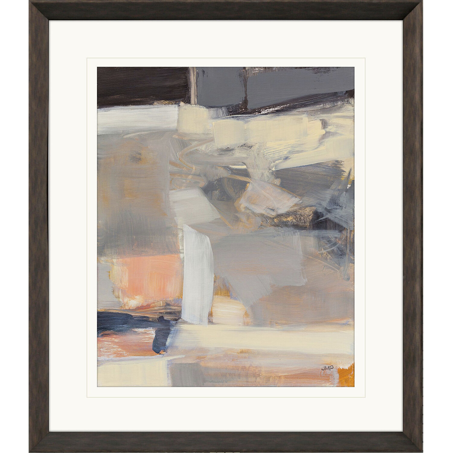 Beale Street Abstract Blue and Gray and White and Yellow Framed Art