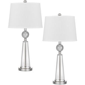 Almere 28.5 inch 100.00 watt Brushed Steel and Glass Table Lamp Portable Light, Reverse Torch Style