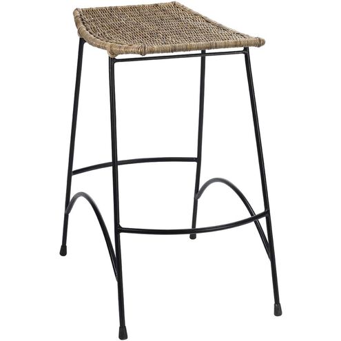 Wing 24 inch Natural Rattan & Black Steel Counter Stool