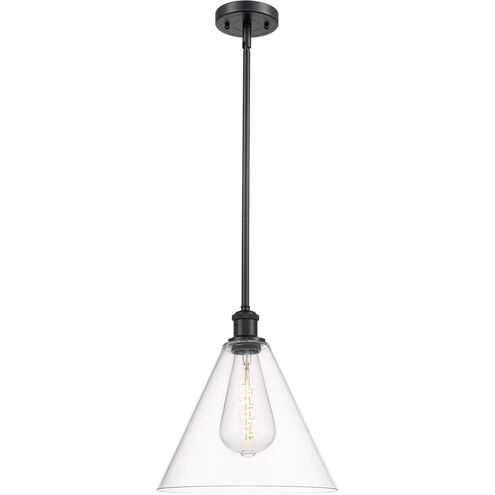 Ballston Cone 1 Light 12 inch Matte Black Mini Pendant Ceiling Light in Clear Glass