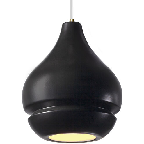 Radiance Collection 1 Light 8 inch Antique Brass and Carbon Matte Black and White Pendant Ceiling Light