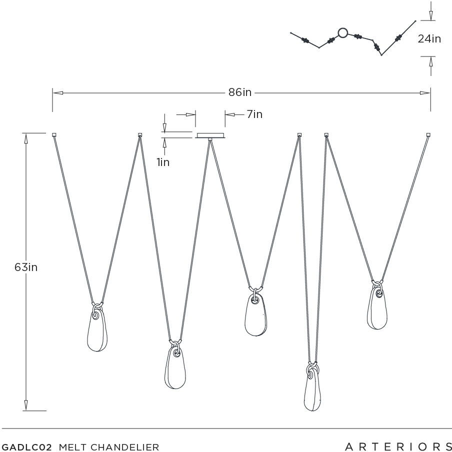 Melt 5 Light 63 inch English Bronze Chandelier Ceiling Light