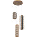 Tessera LED 21.3 inch Novel Brass with Dark Oak Multi-Pendant Ceiling Light in 3000K LED, Wave Cast