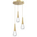 Rain Drop LED 17.4 inch Gilded Brass Chandelier Ceiling Light in 3000K LED, Multi-Port