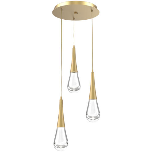 Rain Drop LED 17.4 inch Gilded Brass Chandelier Ceiling Light in 3000K LED, Multi-Port
