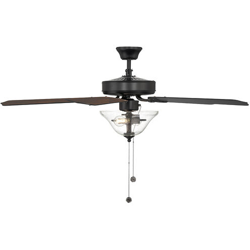 Traditional 52 inch Matte Black with Walnut and Black Blades Ceiling Fan