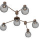 Vessel LED 37 inch Burnished Bronze Linear Hub & Spoke Ceiling Light in Smoke, 2700K LED