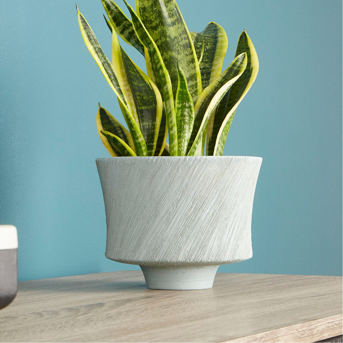 Selena Slab Oyster Blue Planter, Small