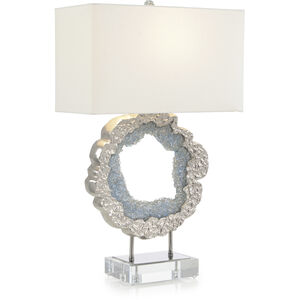 Leah Hammered Nickel and Sea Blue Table Lamp Portable Light