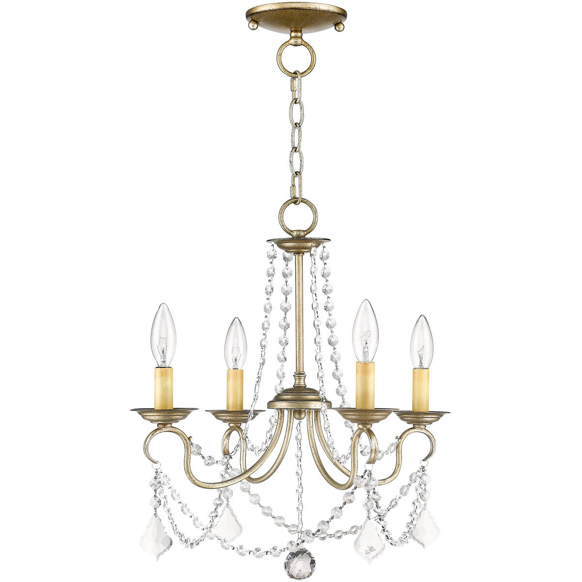 Pennington 4 Light 18 inch Hand Painted Antique Silver Leaf Convertible Mini Chandelier/Ceiling Mount Ceiling Light