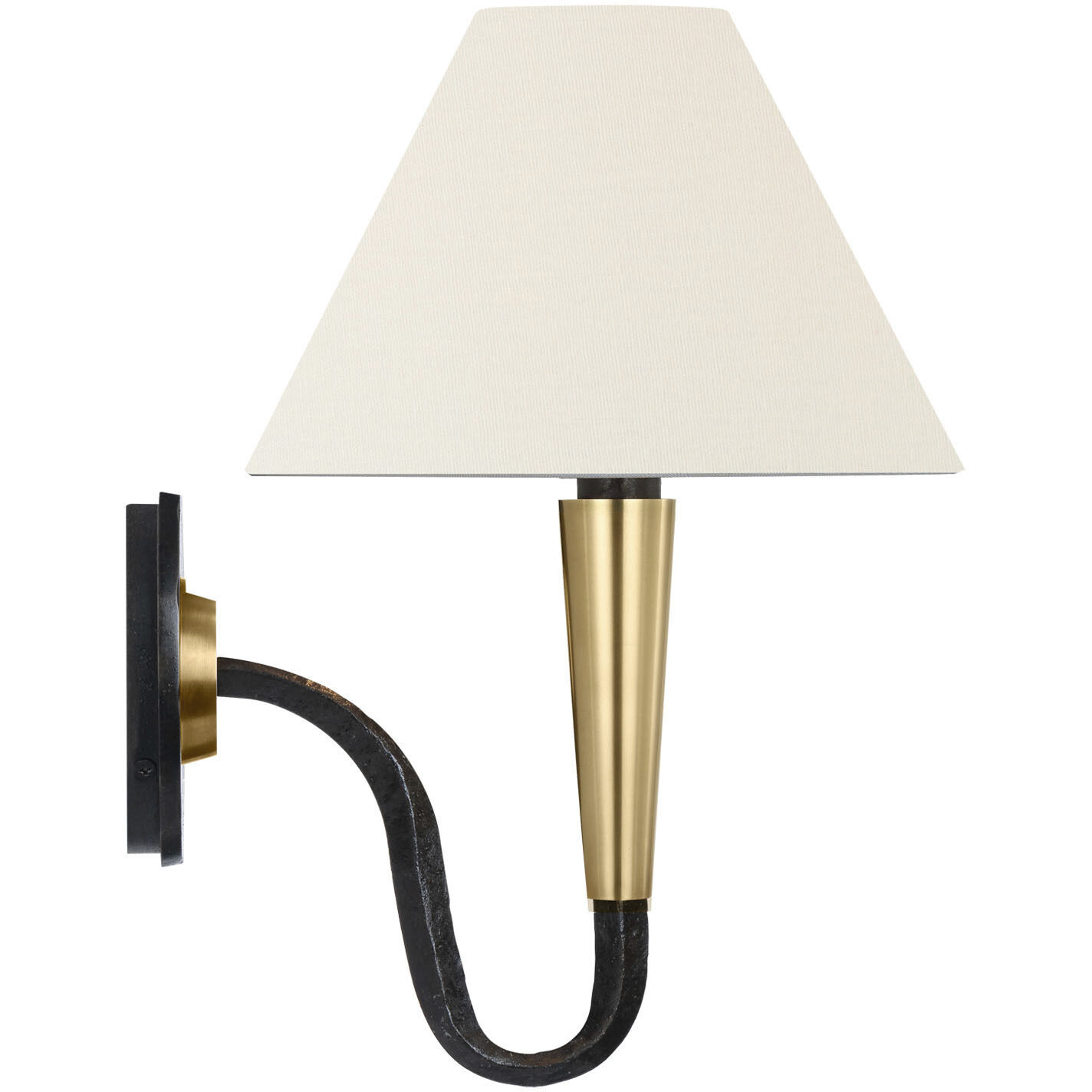 Thomas O'Brien Cavalli LED 8.5 inch Aged Iron and Hand-Rubbed Antique Brass J-Arm Sconce Wall Light