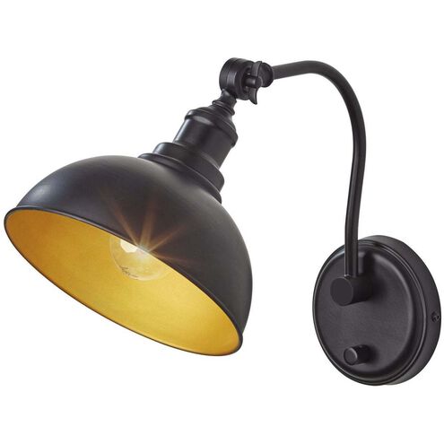 Wallace 12 inch Black / Gold Wall Lamp Wall Light