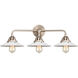 Nouveau 2 Halophane LED 27 inch Antique Copper Bath Vanity Light Wall Light in Matte White Halophane Glass