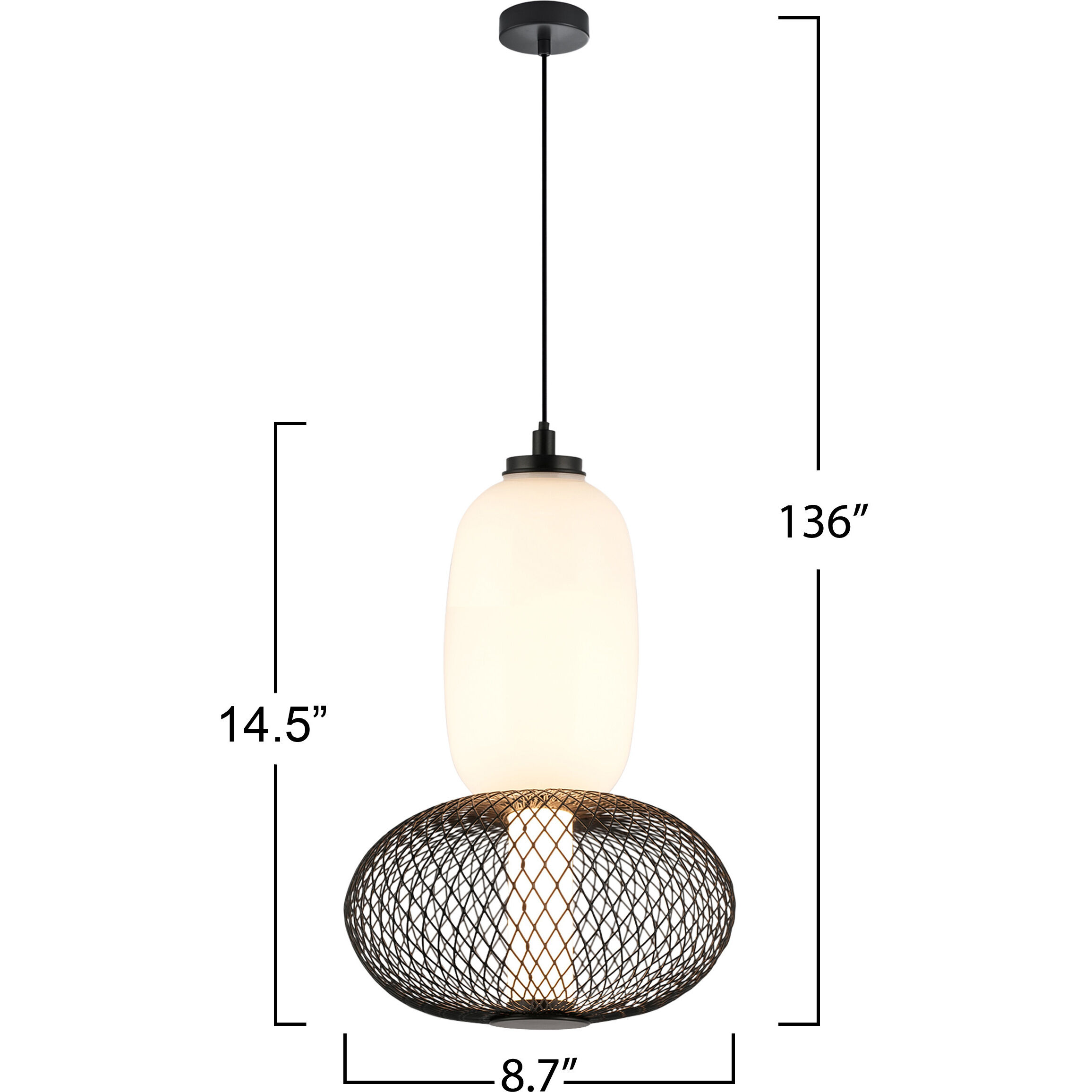 Ace LED 8.7 inch Black Pendant Ceiling Light