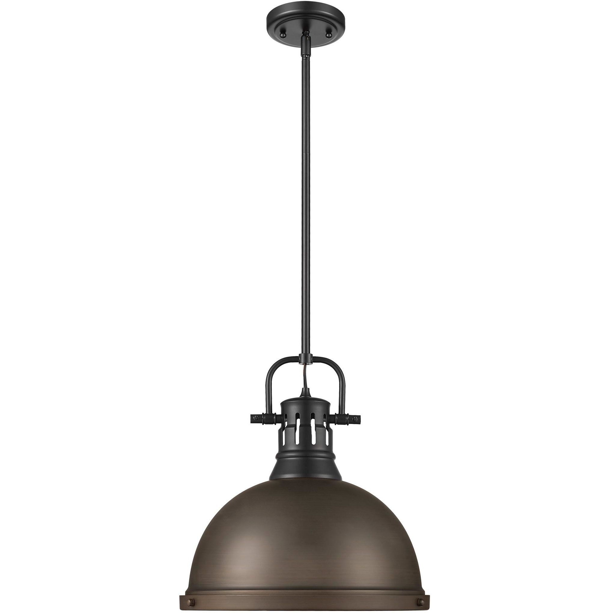 Yep Duncan 1 Light 14 inch Matte Black Pendant Ceiling Light in Rubbed Bronze