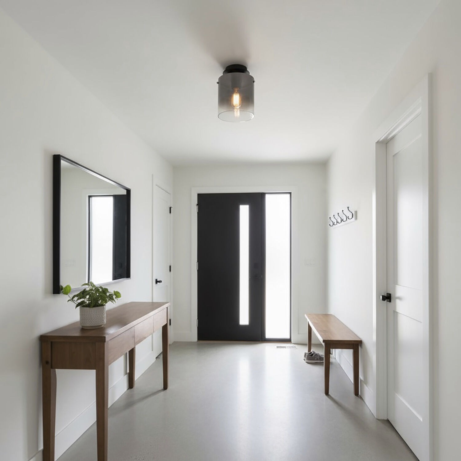 Henley LED 8 inch Satin Black and Smoke Glass Flush Mount Ceiling Light